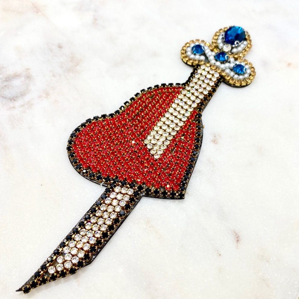 Rhine Stone Heart & Sword Patch